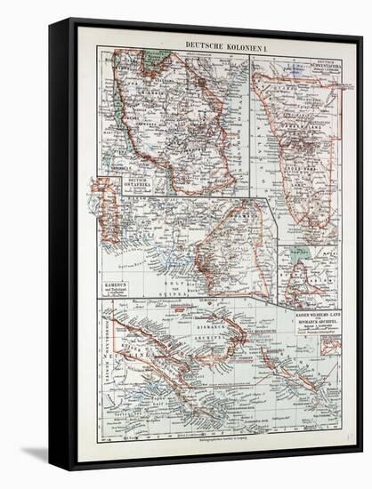 Map of German Colonies German New Guinea Cameroon 1899-null-Framed Stretched Canvas