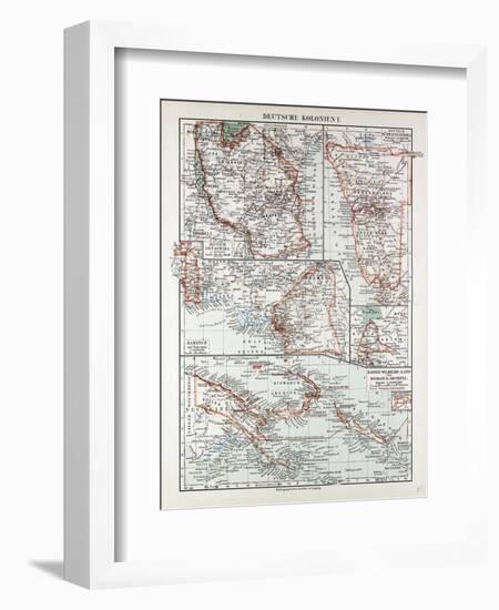 Map of German Colonies German New Guinea Cameroon 1899-null-Framed Giclee Print