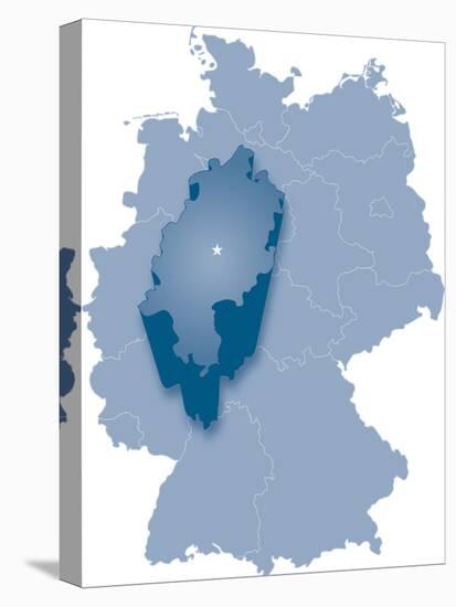 Map of Germany Where Hesse (Hessen) is Pulled Out-BENGUHAN-Stretched Canvas