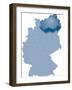 Map of Germany Where Mecklenburg-Vorpommern is Pulled Out-BENGUHAN-Framed Art Print