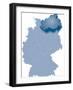 Map of Germany Where Mecklenburg-Vorpommern is Pulled Out-BENGUHAN-Framed Art Print