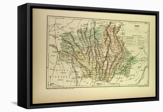 Map of Gers France-null-Framed Stretched Canvas