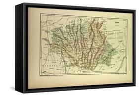 Map of Gers France-null-Framed Stretched Canvas