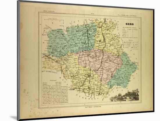 Map of Gers France-null-Mounted Giclee Print