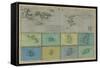 Map of Greater and Lesser Antilles-Vision Studio-Framed Stretched Canvas