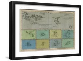 Map of Greater and Lesser Antilles-Vision Studio-Framed Art Print