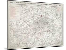 Map of Greater London showing the Metropolitan Railways and improvements in 1866-Anon-Mounted Giclee Print