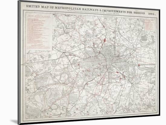 Map of Greater London showing the Metropolitan Railways and improvements in 1866-Anon-Mounted Giclee Print