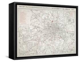 Map of Greater London showing the Metropolitan Railways and improvements in 1866-Anon-Framed Stretched Canvas