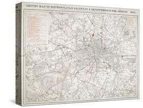 Map of Greater London showing the Metropolitan Railways and improvements in 1866-Anon-Stretched Canvas
