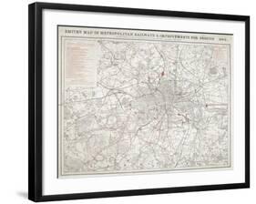 Map of Greater London showing the Metropolitan Railways and improvements in 1866-Anon-Framed Giclee Print