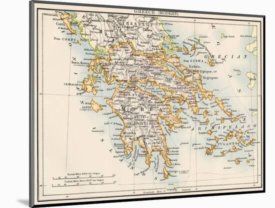 Map of Greece, 1870s-null-Mounted Giclee Print
