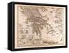 Map of Greece, 1873-null-Framed Stretched Canvas
