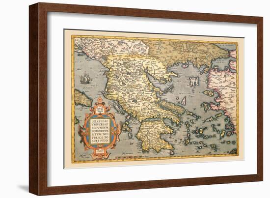 Map of Greece-Abraham Ortelius-Framed Art Print