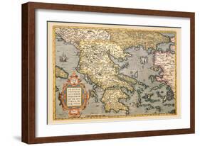 Map of Greece-Abraham Ortelius-Framed Art Print