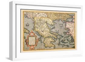 Map of Greece-Abraham Ortelius-Framed Art Print