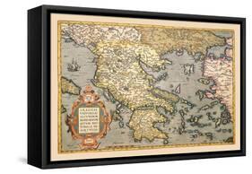 Map of Greece-Abraham Ortelius-Framed Stretched Canvas