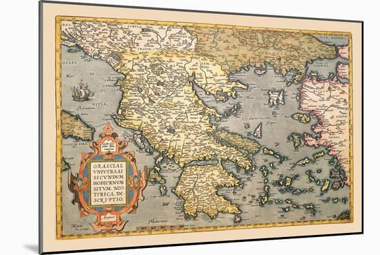 Map of Greece-Abraham Ortelius-Mounted Art Print