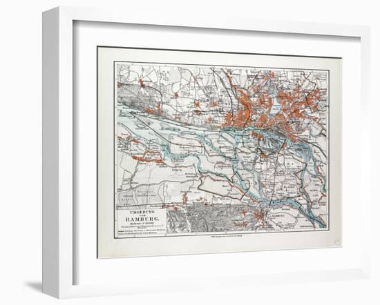 Map of Hamburg and the Surrounding Area Germany 1899-null-Framed Giclee Print