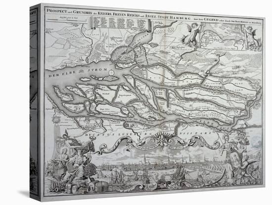 Map of Hamburg and the Surrounding Area, published in Nuremberg-null-Stretched Canvas