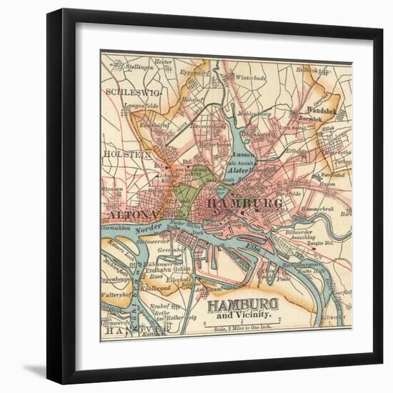 Map of Hamburg (C. 1900), Maps-Encyclopaedia Britannica-Framed Art Print