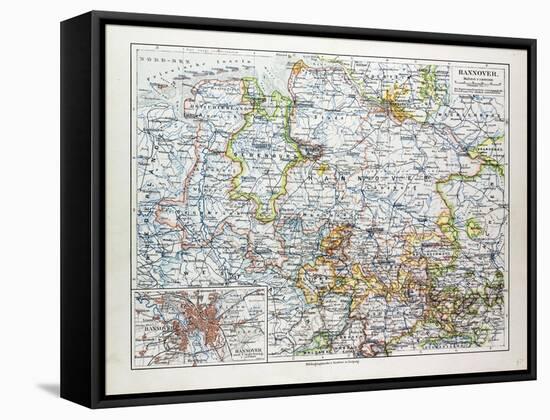 Map of Hannover Germany 1899-null-Framed Stretched Canvas