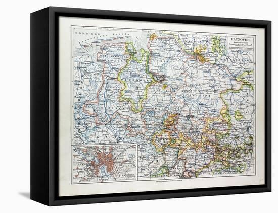 Map of Hannover Germany 1899-null-Framed Stretched Canvas