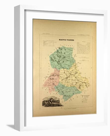 Map of Haute Vienne, France-null-Framed Giclee Print