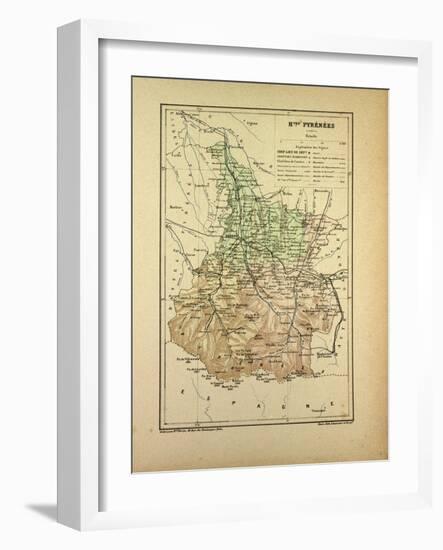 Map of Hautes Pyrénées, France-null-Framed Giclee Print