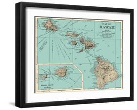 Map of Hawaii - from Rand McNally Atlas, Vintage Colored Cartographic Map, 1898-Pacifica Island Art-Framed Art Print