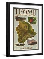 Map of Hawaii - Hawaii Volcanoes National Park-Lantern Press-Framed Art Print