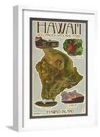 Map of Hawaii - Hawaii Volcanoes National Park-Lantern Press-Framed Art Print