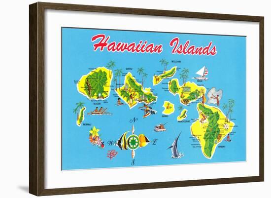 Map of Hawaii-null-Framed Art Print