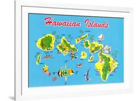 Map of Hawaii-null-Framed Art Print