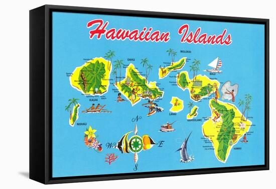 Map of Hawaii-null-Framed Stretched Canvas