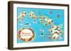 Map of Hawaii-null-Framed Art Print