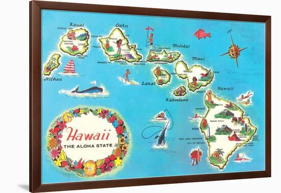 Map of Hawaii-null-Framed Art Print