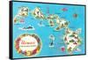 Map of Hawaii-null-Framed Stretched Canvas