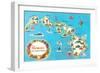 Map of Hawaii-null-Framed Art Print