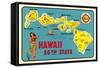 Map of Hawaiian Islands-null-Framed Stretched Canvas