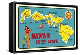 Map of Hawaiian Islands-null-Framed Stretched Canvas