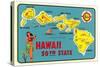 Map of Hawaiian Islands-null-Stretched Canvas