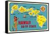 Map of Hawaiian Islands-null-Framed Stretched Canvas