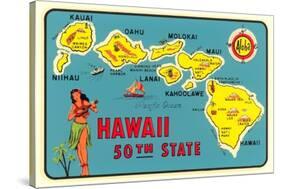 Map of Hawaiian Islands-null-Stretched Canvas