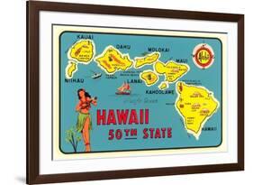 Map of Hawaiian Islands-null-Framed Art Print