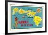 Map of Hawaiian Islands-null-Framed Art Print