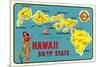 Map of Hawaiian Islands-null-Mounted Art Print