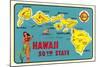 Map of Hawaiian Islands-null-Mounted Art Print