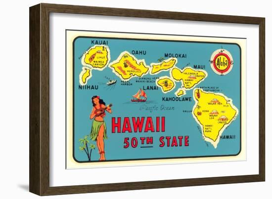 Map of Hawaiian Islands-null-Framed Art Print