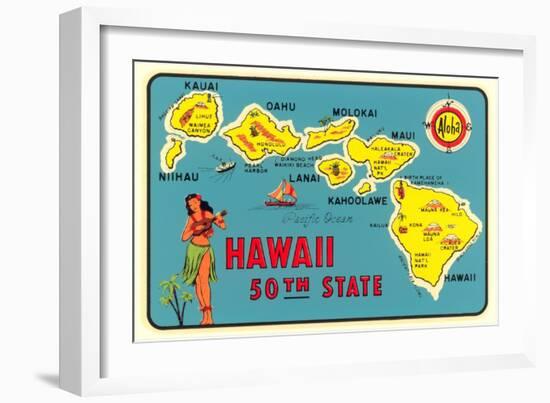 Map of Hawaiian Islands-null-Framed Art Print